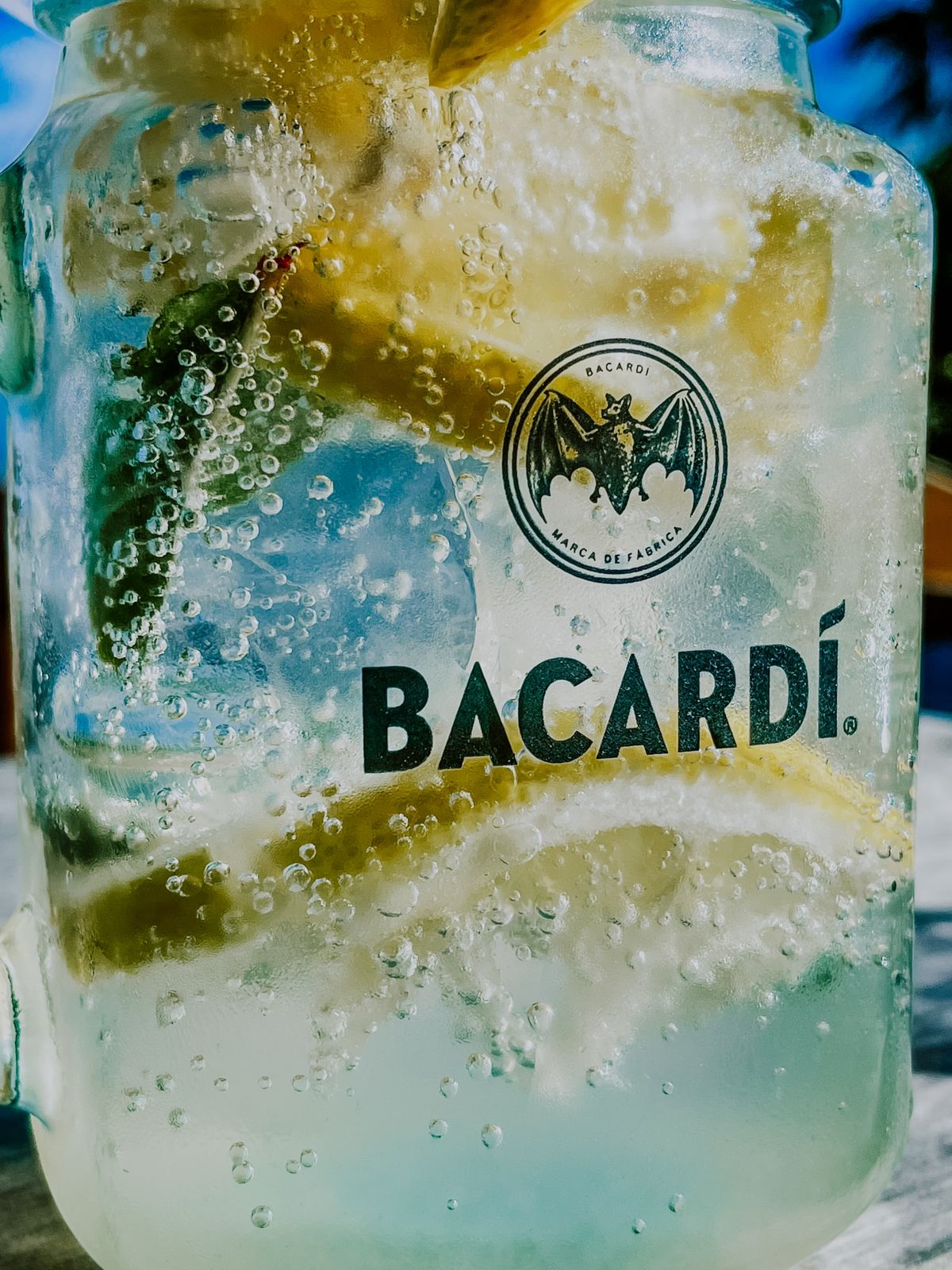 Bacardi cocktail with lime and mint